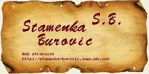Stamenka Burović vizit kartica